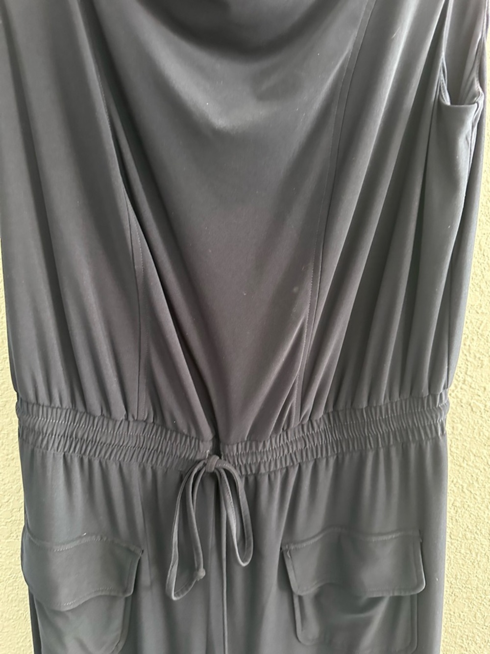 Vince Camuto Navy Sleeveless Jumpsuit Cowl Neck Elastic Waist Wide Leg Pants L - Picture 4 of 12